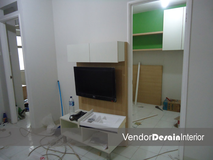 Progress Pengerjaan Design Interior Apartemen Kelapa Gading Jakarta Display TV
